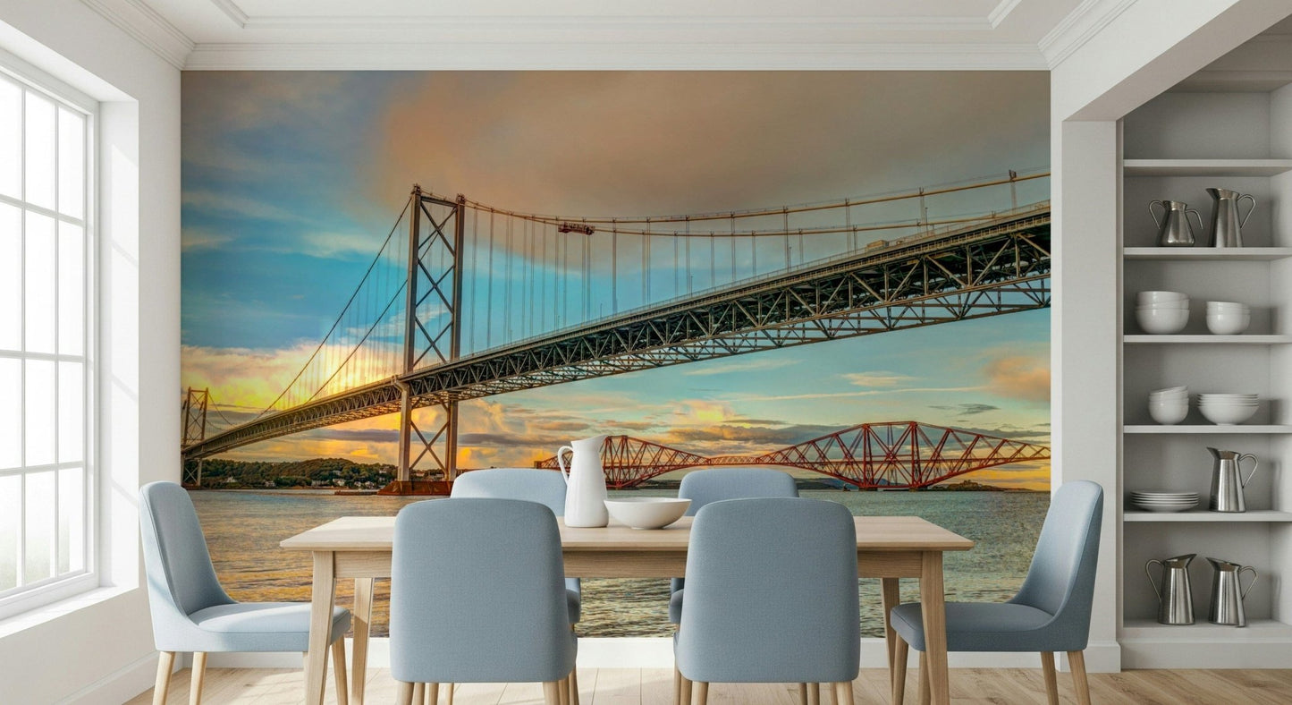 Engineering Bridging Sky steel structures wallpaper print image