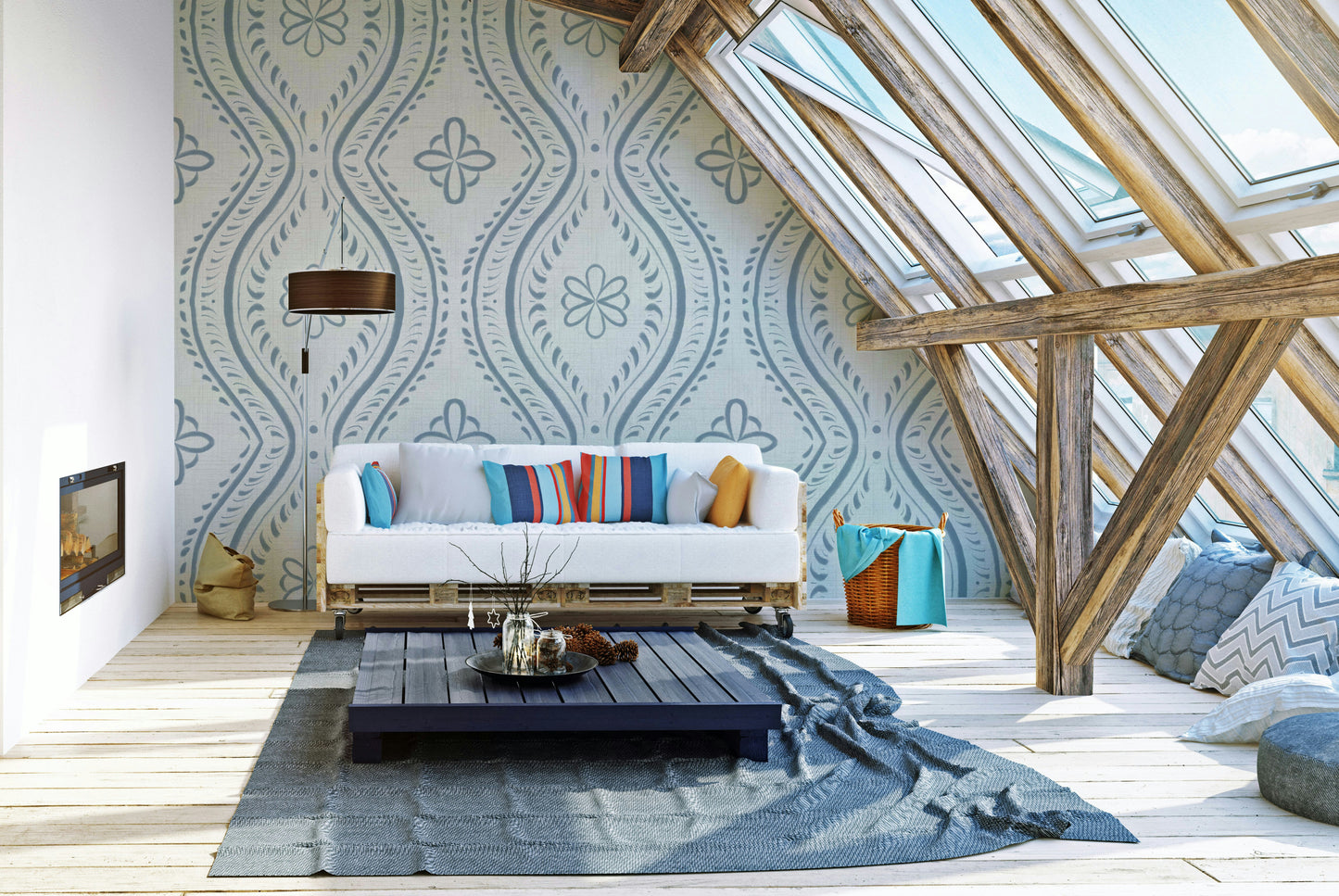 Ogee damask design in muted Arona tones

