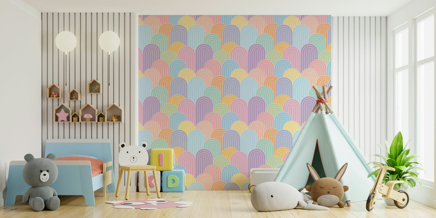 Bright Pastel Rainbows Wall Mural