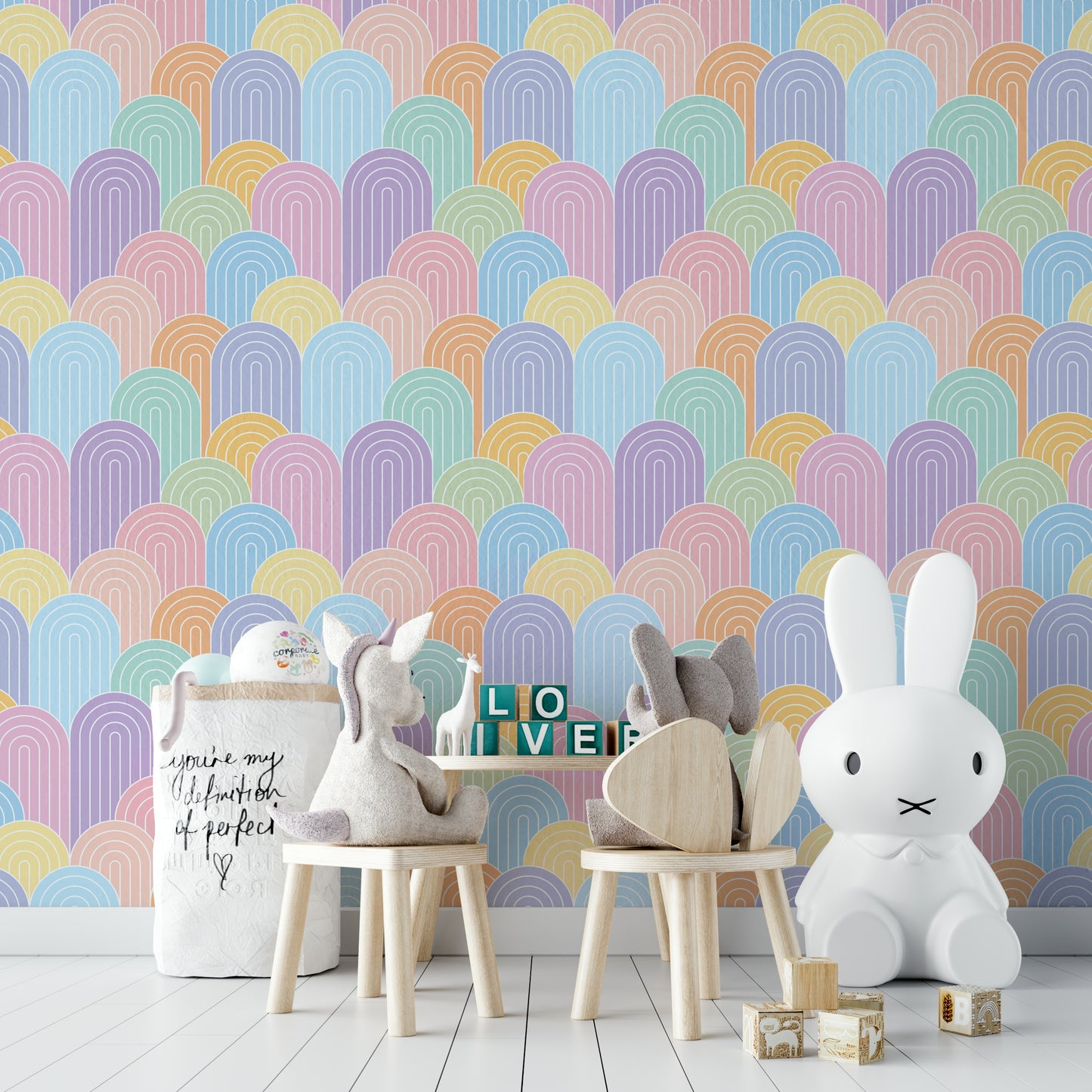 Bright Pastel Rainbows Wall Mural