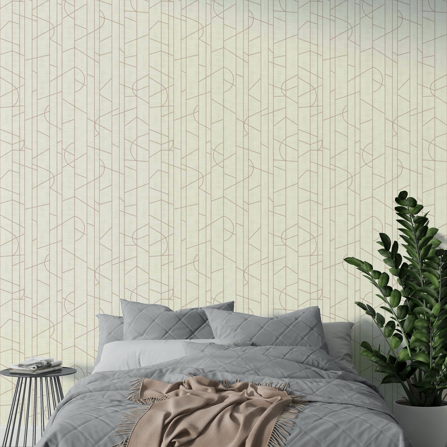 Gentle line art wallpaper in cheerful tones

