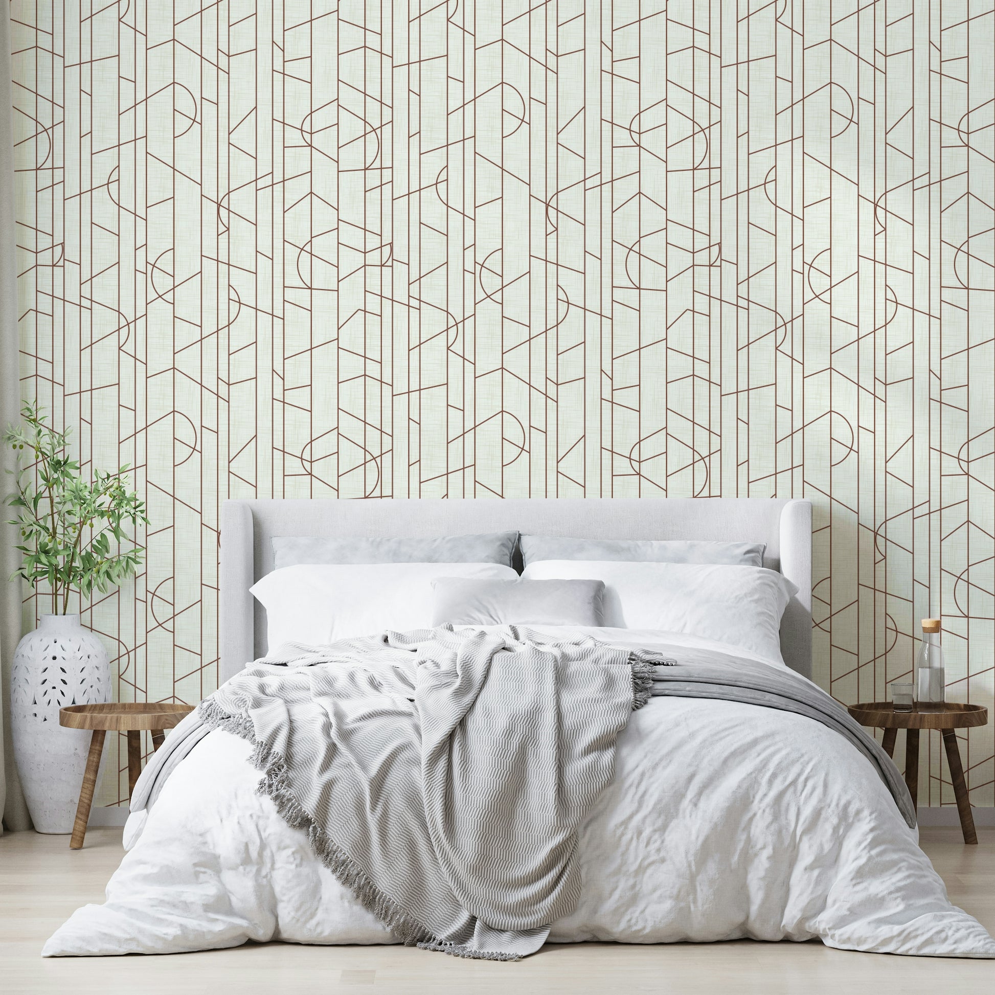 Bright rust mural for warm modern interiors

