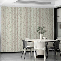 Bold rust wall mural with soft abstract lines

