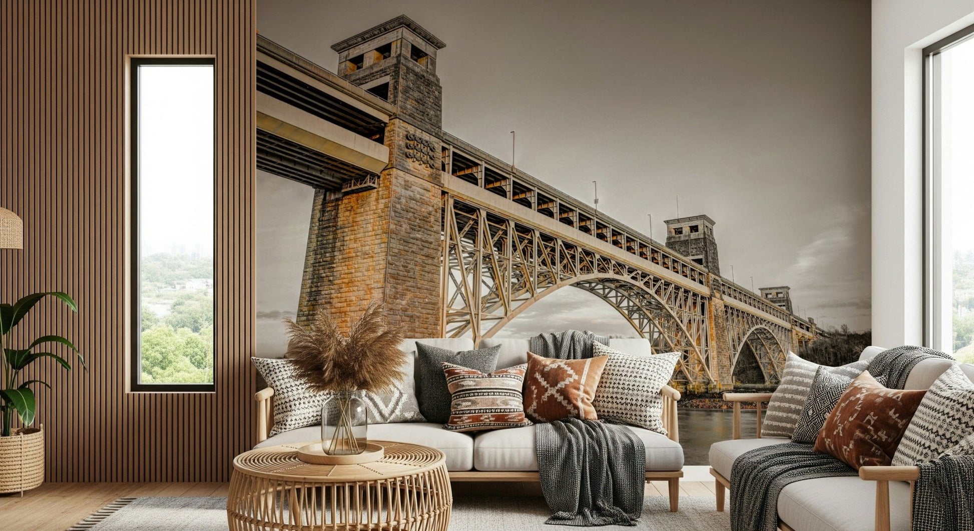 Britannia Bridge wallpaper for walls illustrating massive support structures.