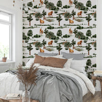 The wallpaper shows a peaceful countryside scene.

