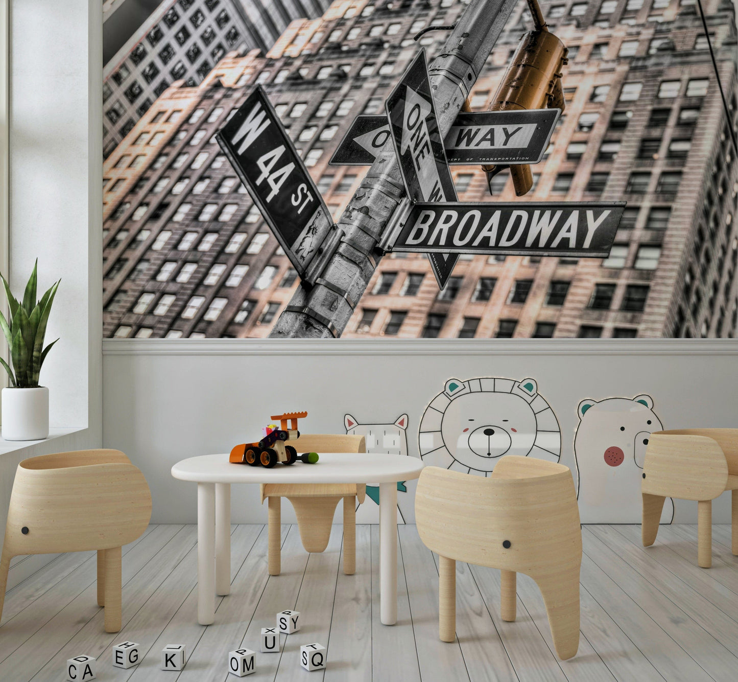 Iconic Broadway street sign on a pole, vivid detail for your wall mural project.