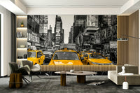 Iconic New York City street scene with bright billboards

