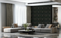 Bronze floral wallpaper featuring detailed, whimsical patterns for home decor.