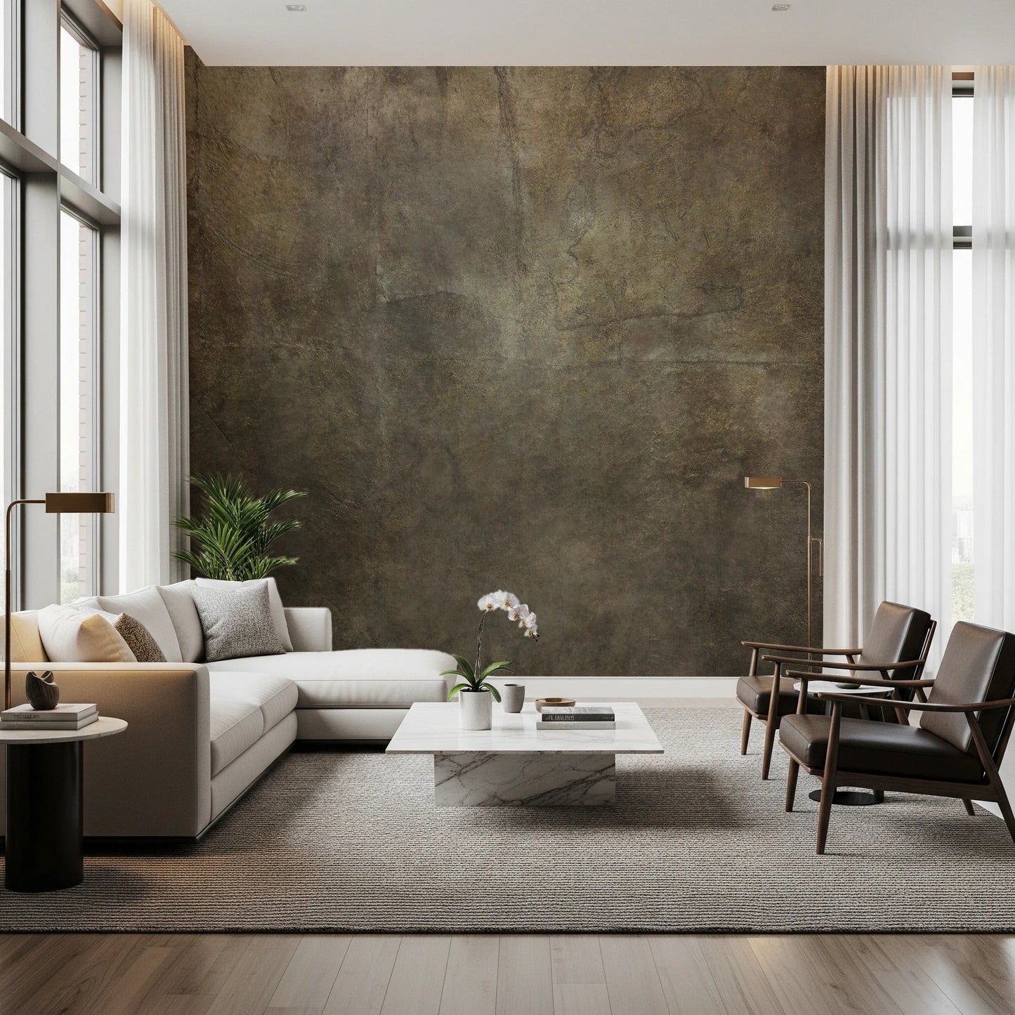 Bronze Paper Collage Wall Mural