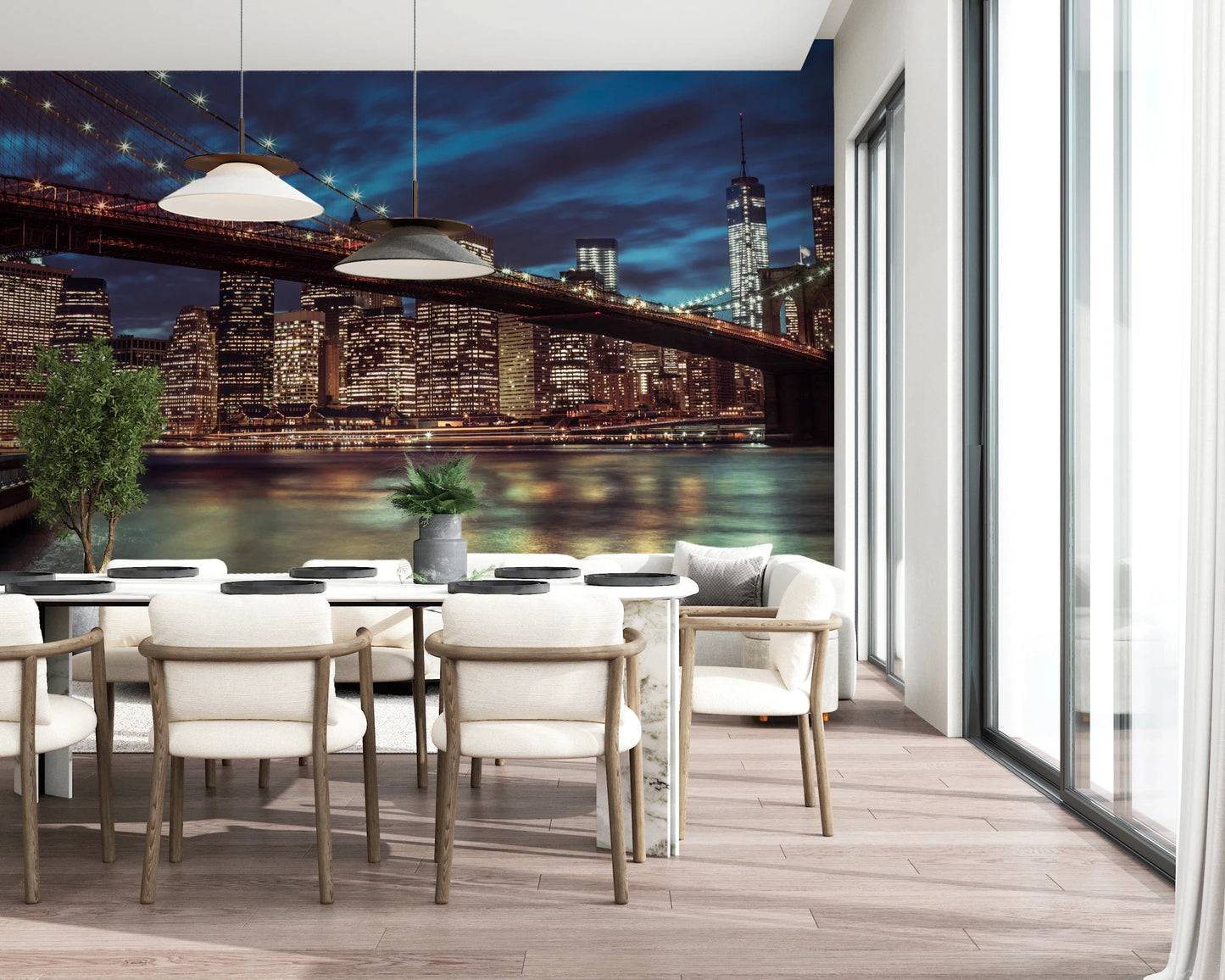 Brooklyn Bridge at Dusk Wall Mural