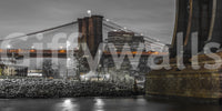 Robust stonework Brooklyn Bridge Nights wallcovering detailed structural elements.