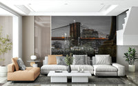 Skyline illumination Brooklyn Bridge Nights premium wall mural evocative nightscape.