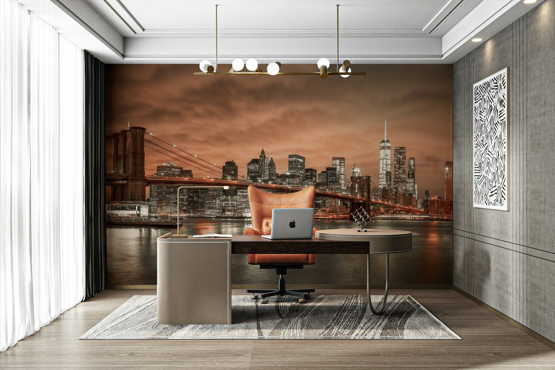 Cityscape at dusk mural for walls
