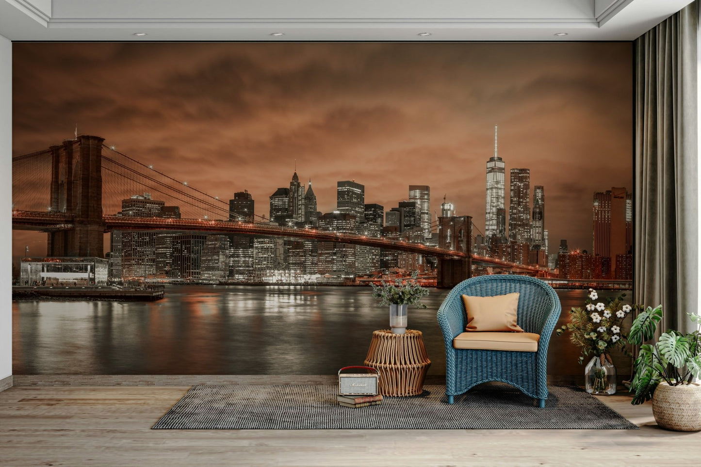 Brooklyn Bridge twilight mural wallpaper
