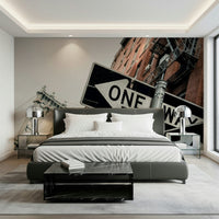 One Way, Brooklyn Wall Mural — vibrant urban scene with a classic New York street vibe.