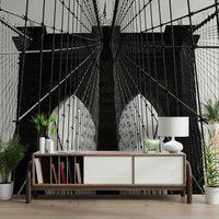 Brooklyn bridge cable wall mural in modern living space wallpaper.