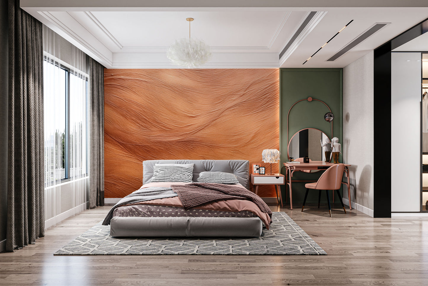 Contemporary brown abstract wallpaper mural for living rooms