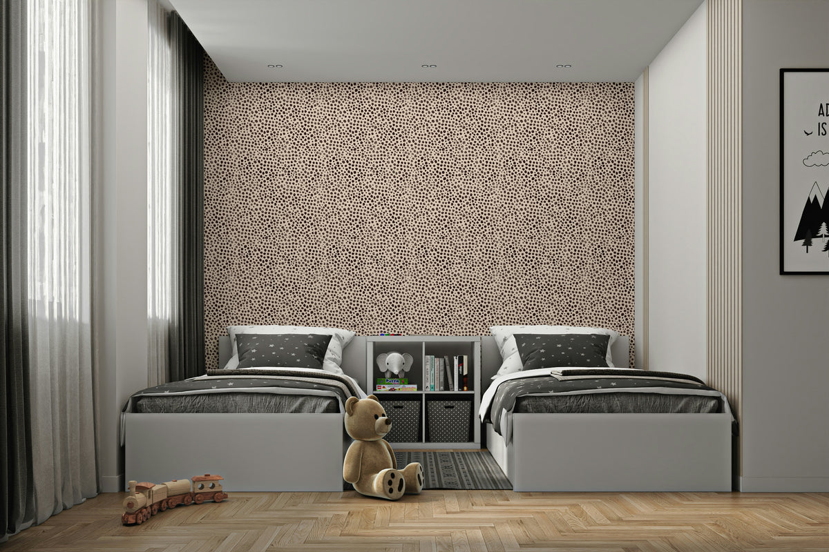Jungle animal dot design wallpaper with rich brown tones

