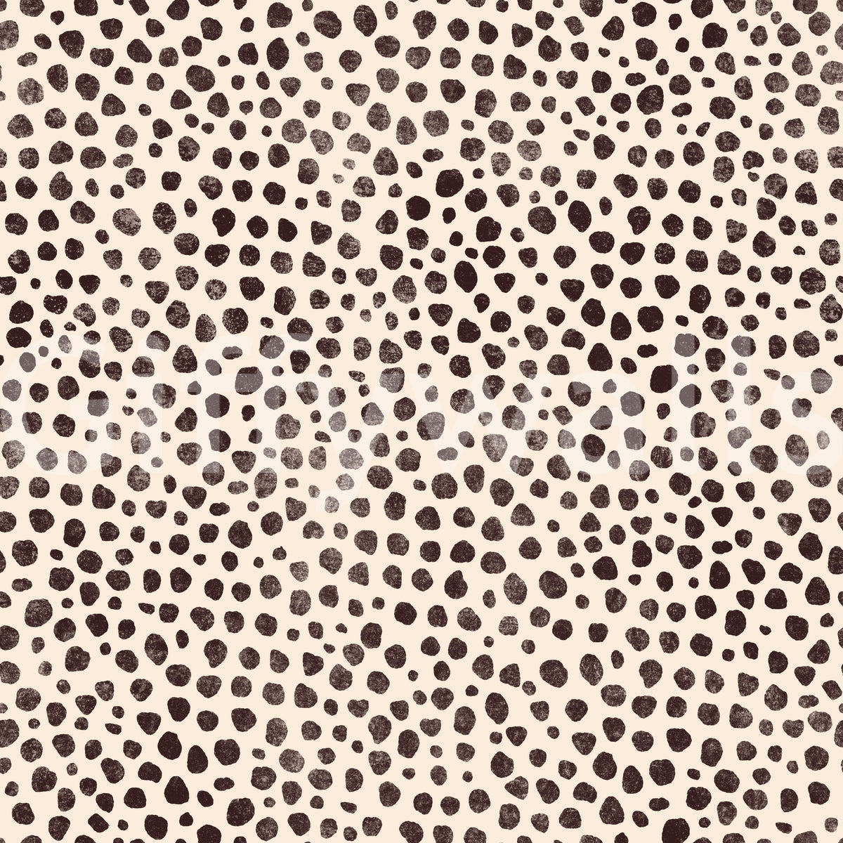 Brown Animal Dot Jewel Jungle wallpaper close-up showing dark brown animal-spot dots on a cream ground