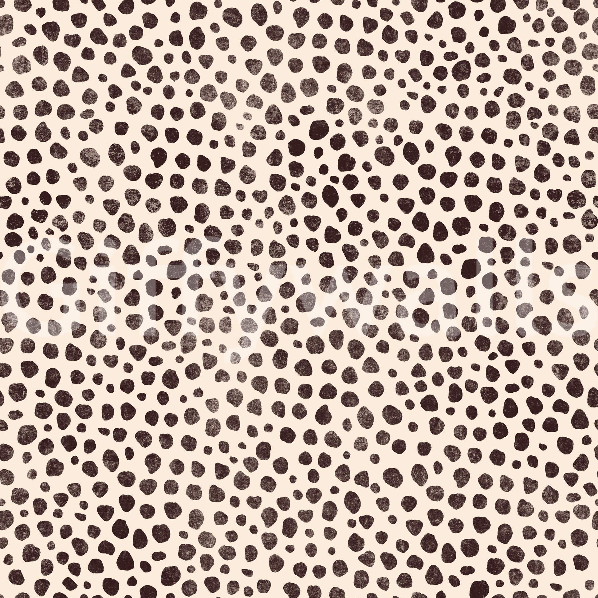Brown Animal Dot Jewel Jungle wallpaper close-up showing dark brown animal-spot dots on a cream ground