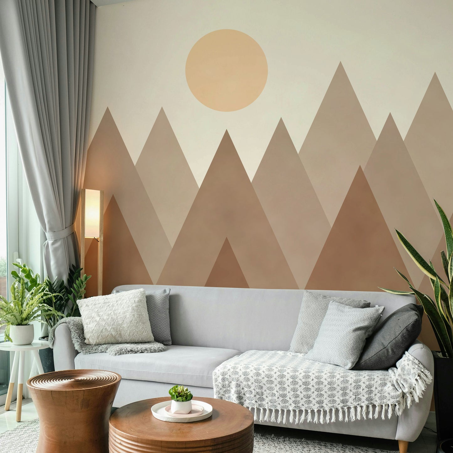Abstract mountain design – Brown Geometric Mountains Wallpaper