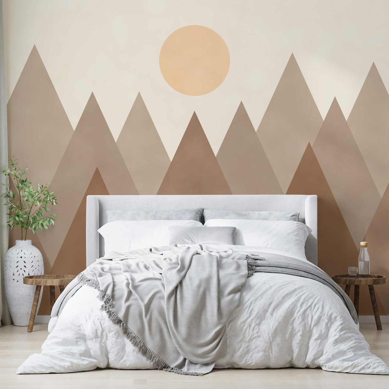 Earth-inspired design – Brown Geometric Mountains Wallpaper
