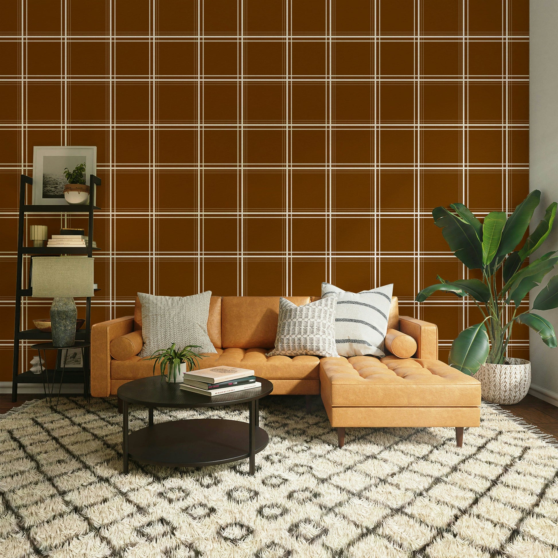 Terra Plaid geometric wall covering

