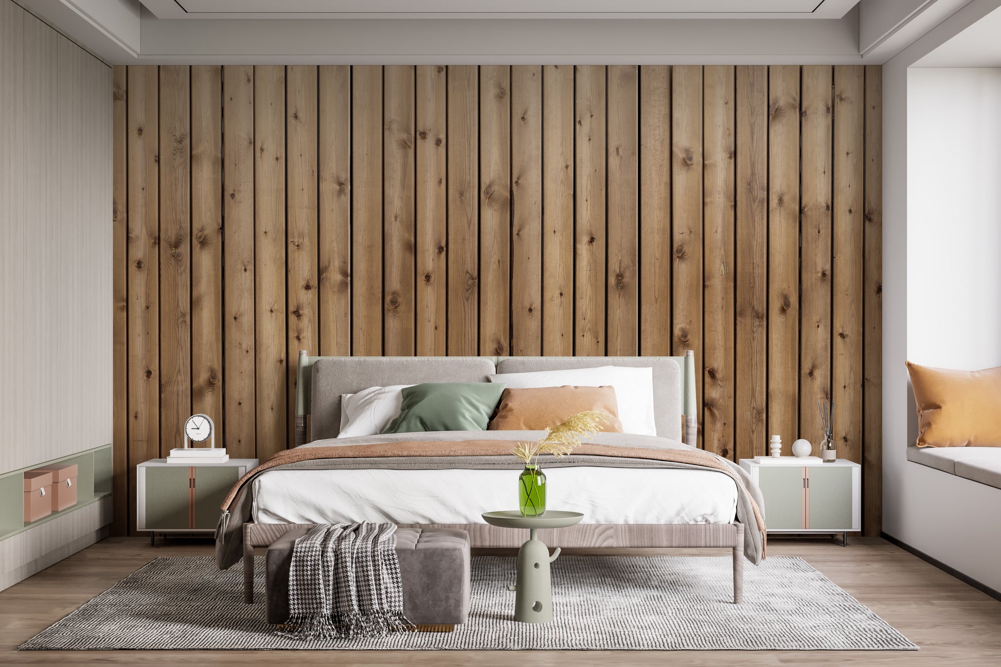 Brown Natural Wooden Striped Wallpaper Mural - Giffywalls