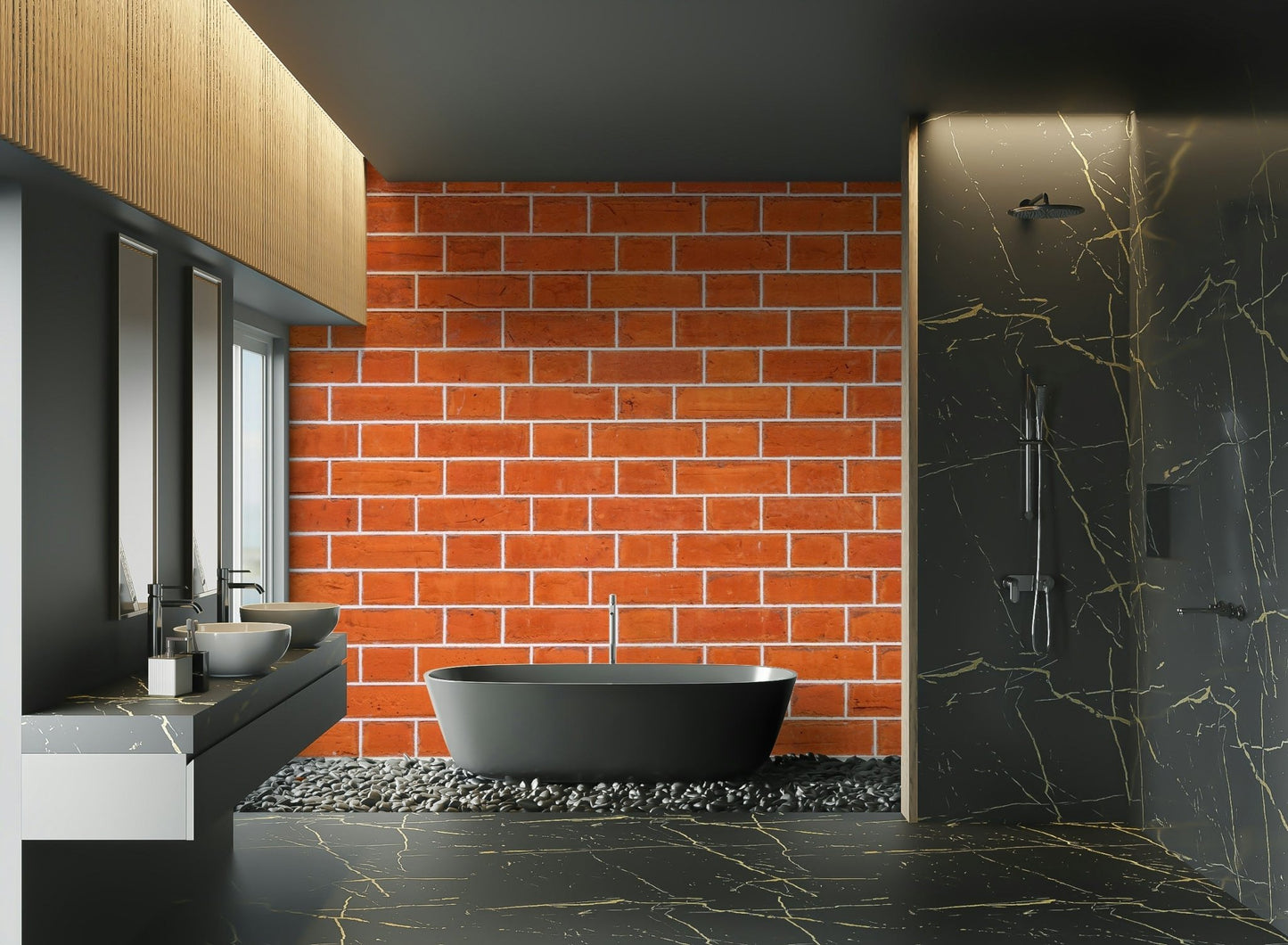 Terracotta brick mural wallpaper

