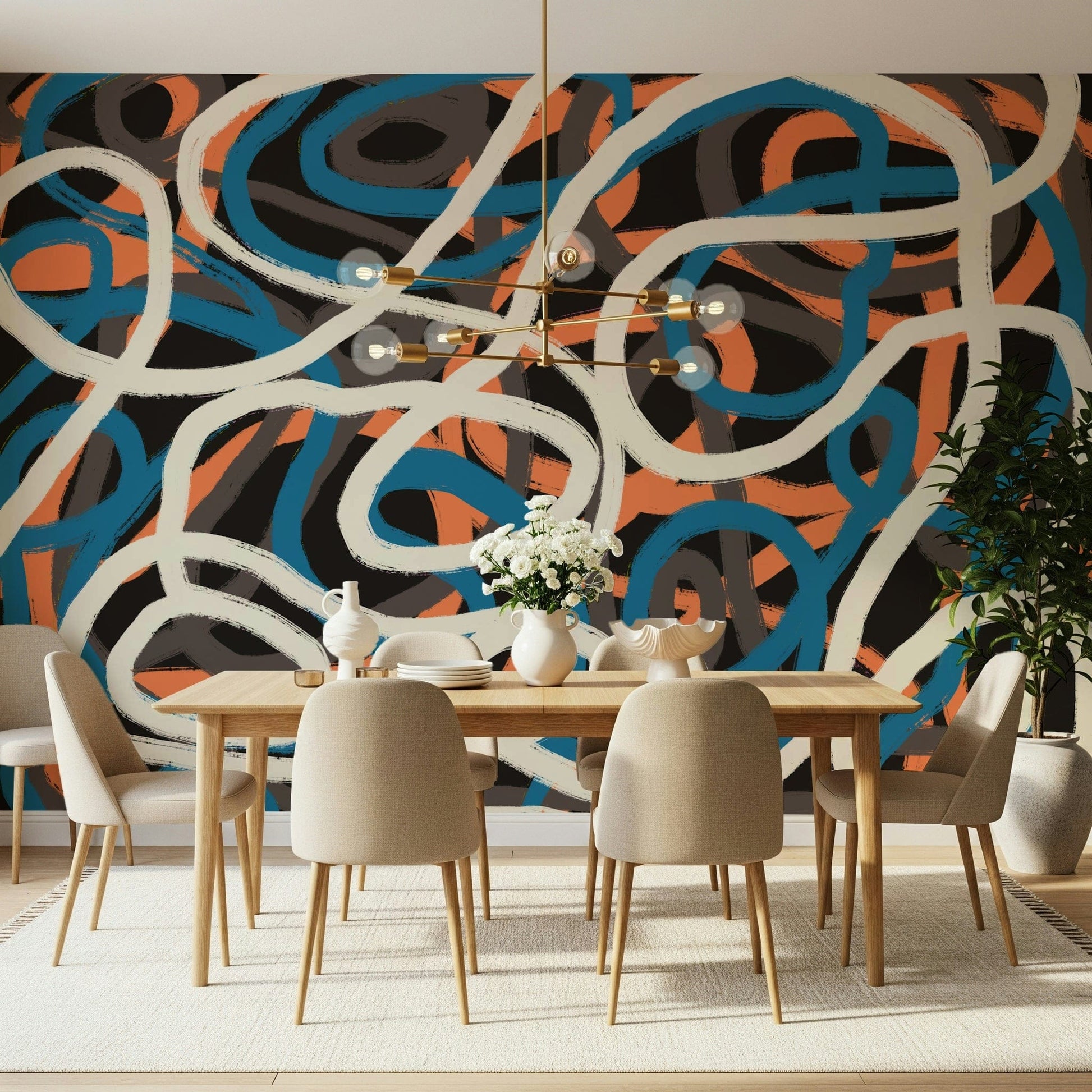 A serene fluid pattern wall mural for artistic decor.