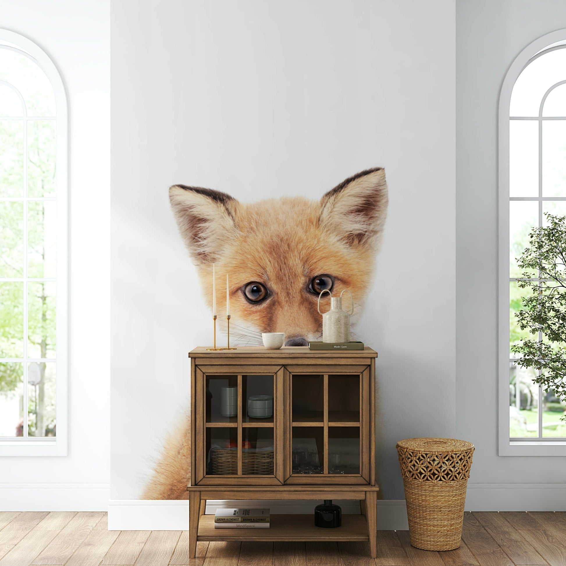 Lighthearted fox mural with bubble gum for kids’ rooms

