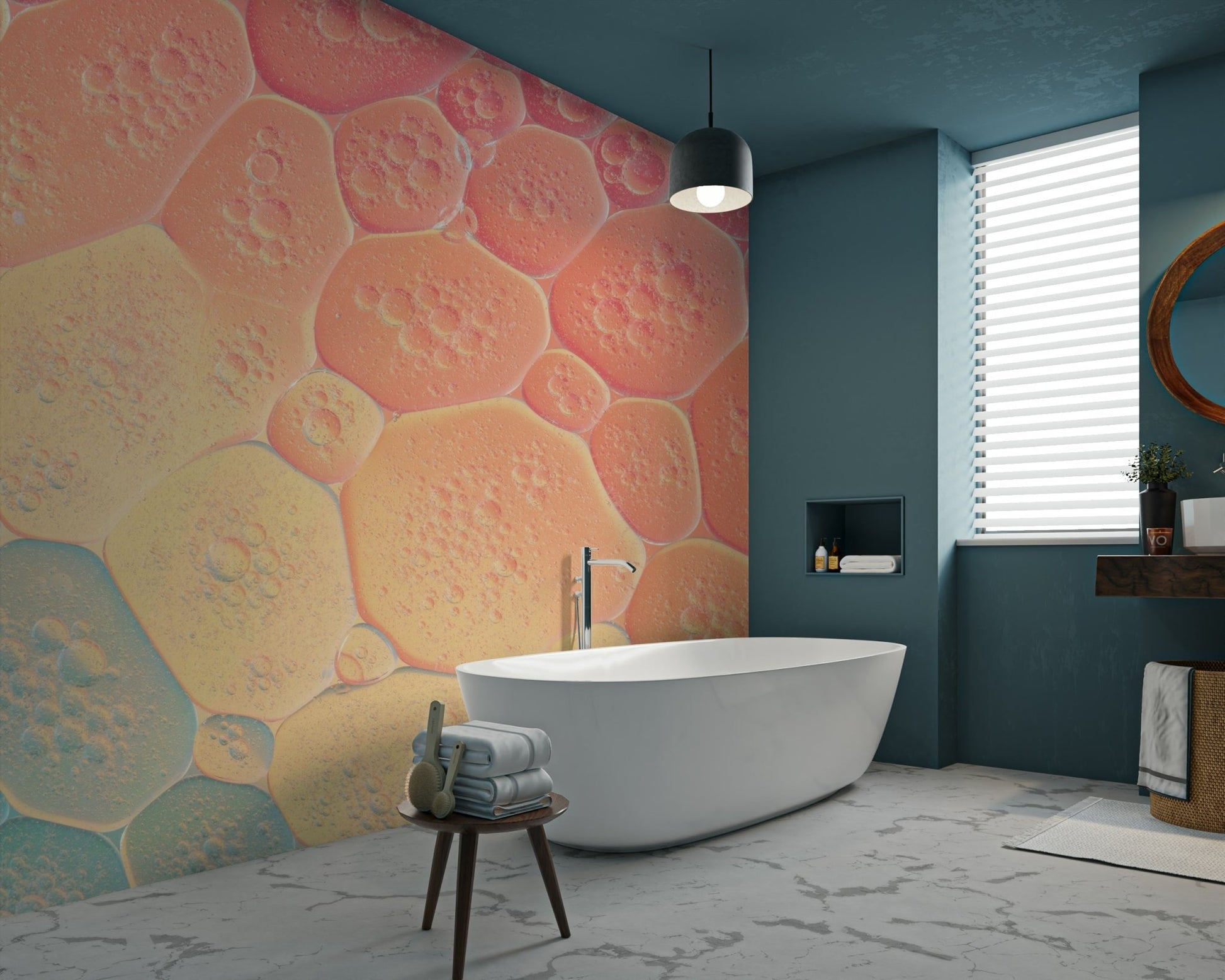 Bubbles spectrum wall mural with pastel tones.


