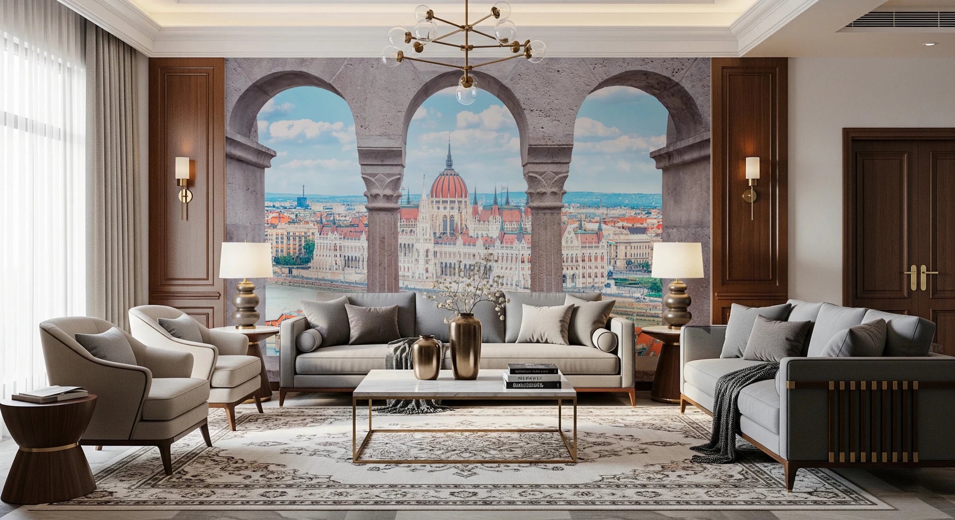 Budapest Vista Arches Wall Mural