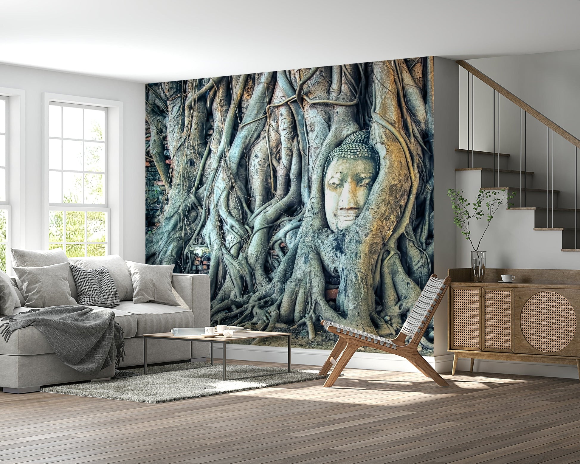 Sacred ruins wallpaper mural featuring Timeless Harmony garden peace.