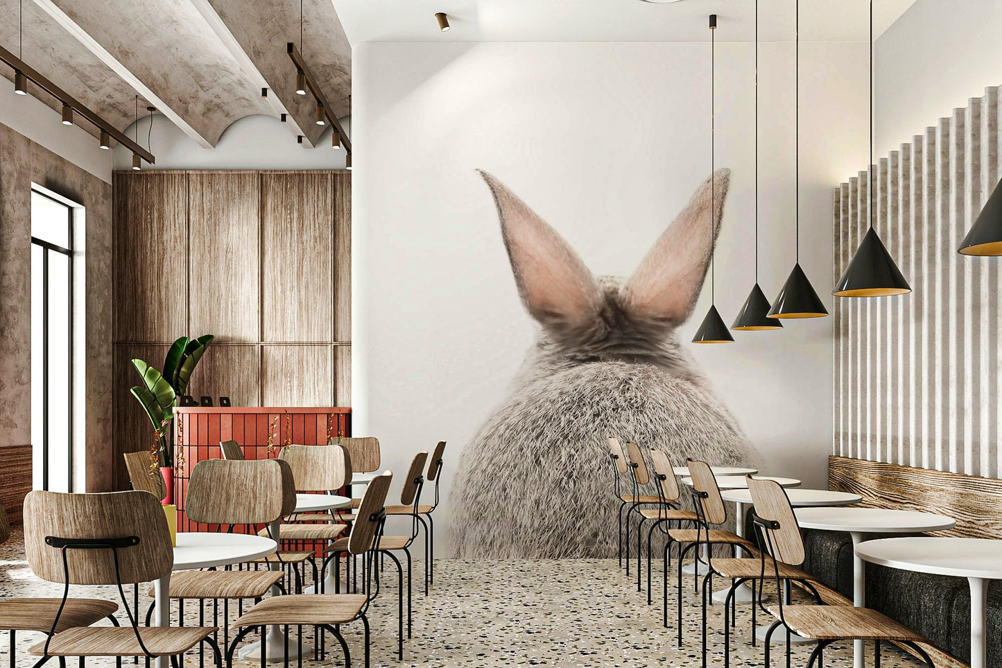 Soft and playful bunny tail mural for a cozy, whimsical room.

