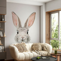 Bunny mural wallpaper for a cheerful and cozy room ambiance.

