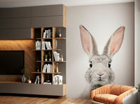 Cute bunny mural creating a light and whimsical atmosphere.

