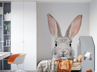 Gentle bunny wall mural creating a peaceful, joyful vibe.

