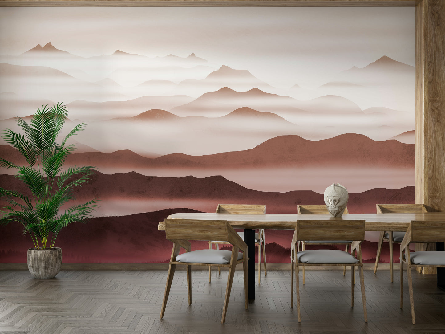 Burgundy Mountain Haze Wallpaper