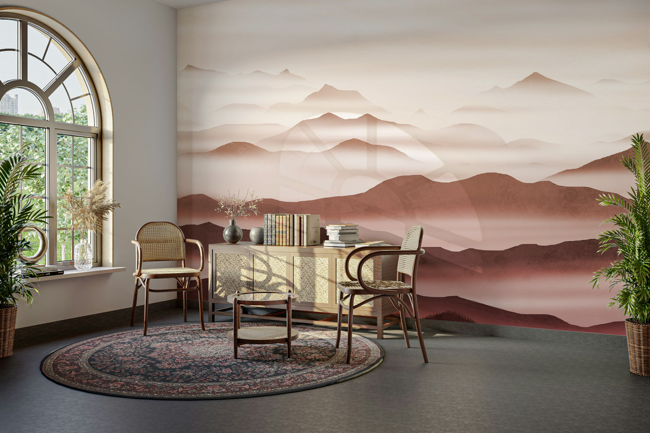 Burgundy Mountain Haze Wallpaper