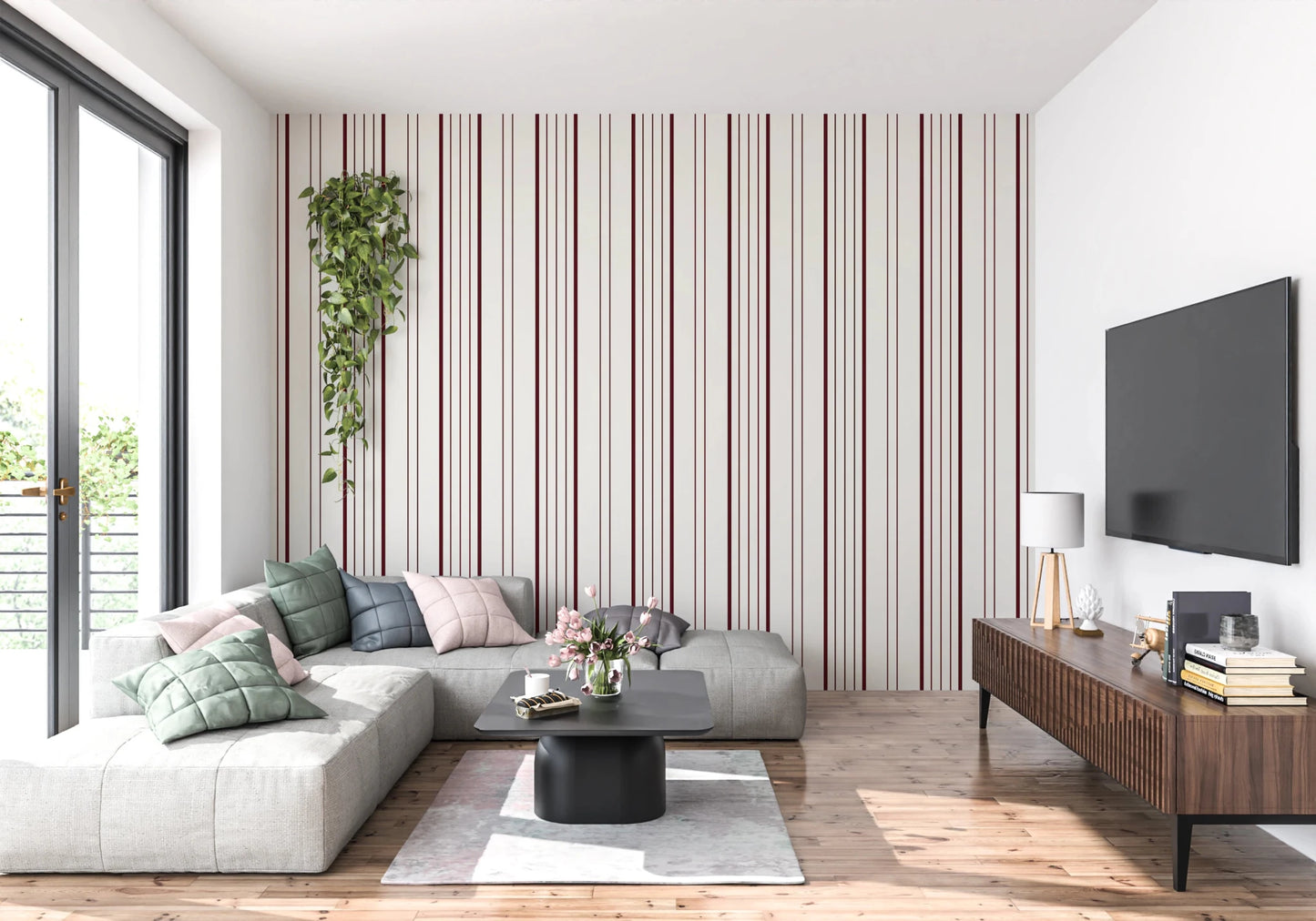 Burgundy Stripe Wallpaper⁠