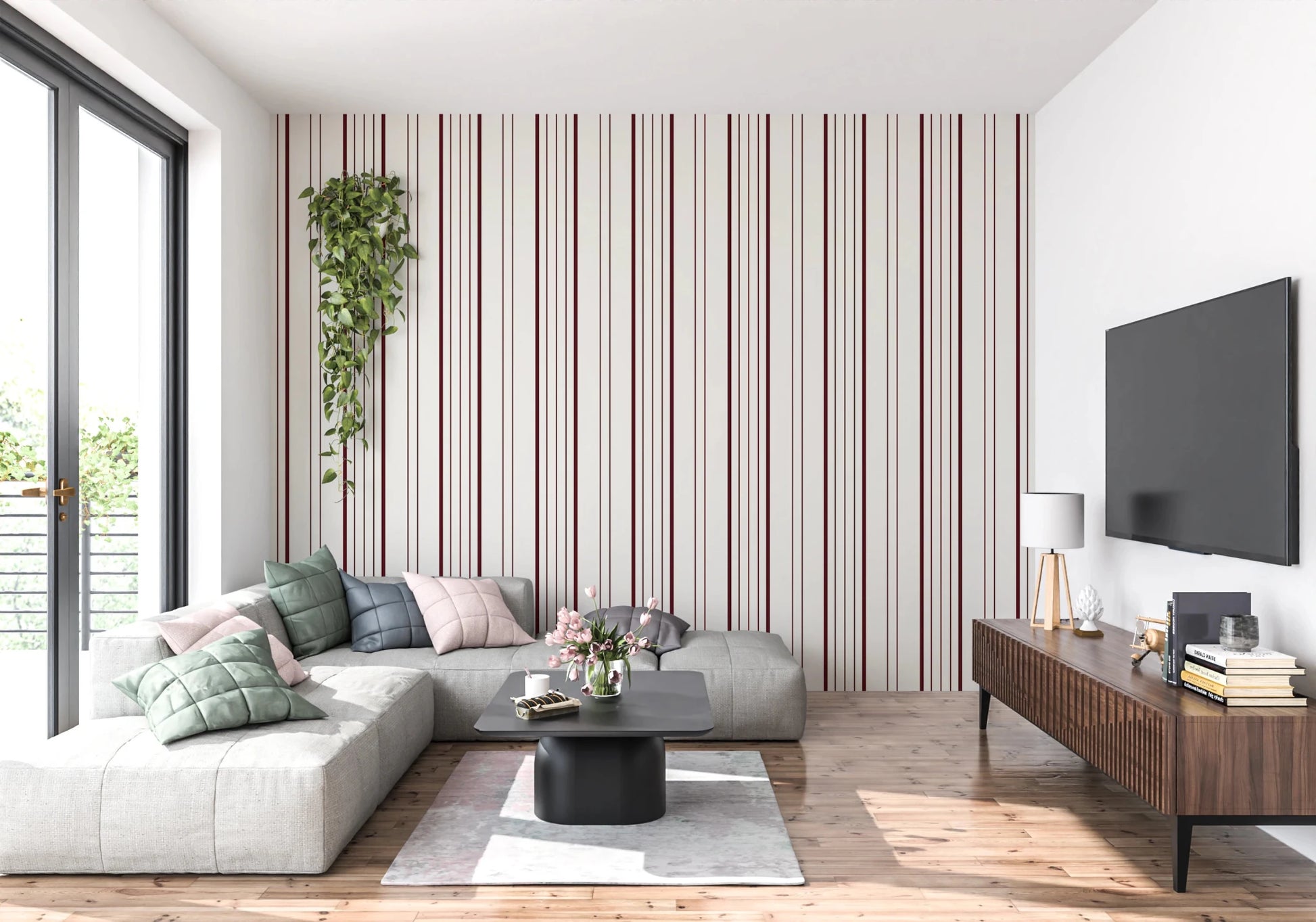 Burgundy Stripe Wallpaper⁠