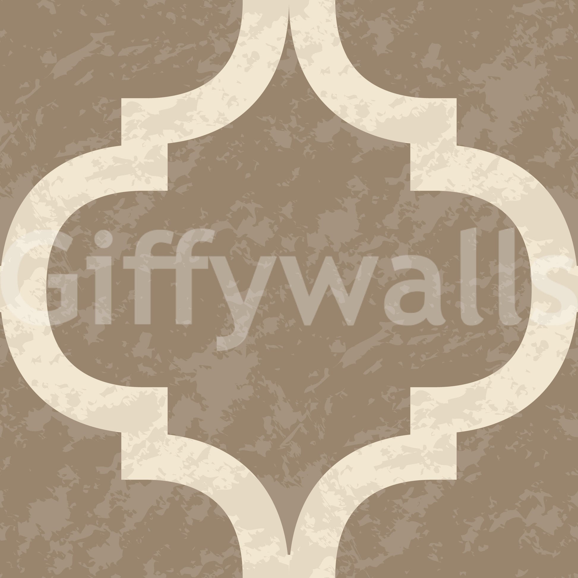 Classic Moroccan trellis wallpaper in burnished gold and cream