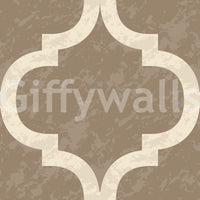 Classic Moroccan trellis wallpaper in burnished gold and cream