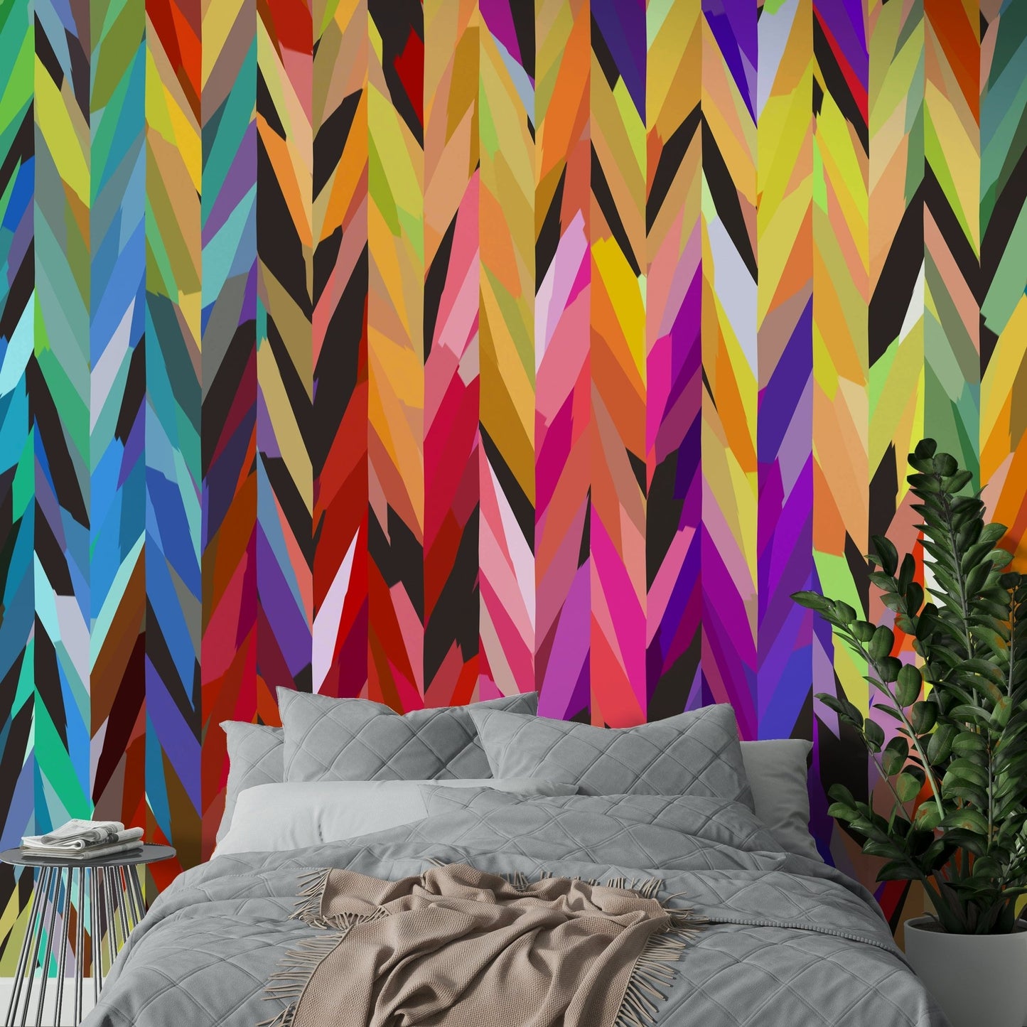 Color-forward abstract mural for artistic homes

