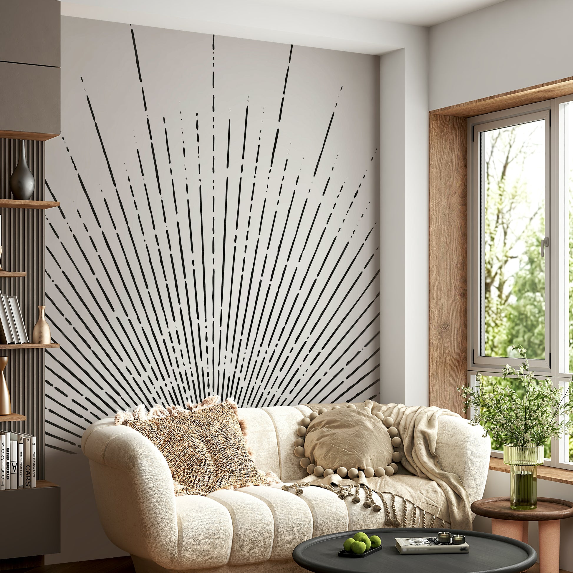 Minimal sunburst pattern wall decor

