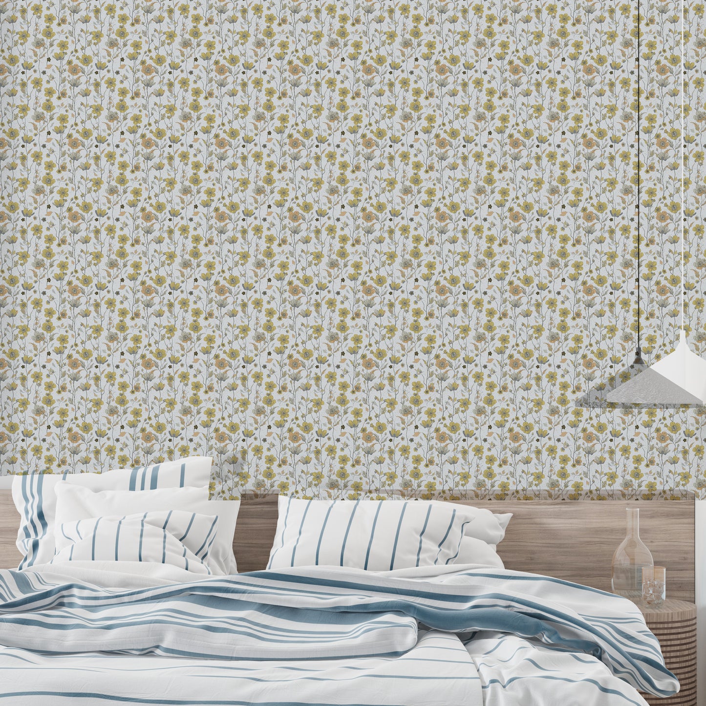 Buttercups Garden Golden and Gray Wallpaper