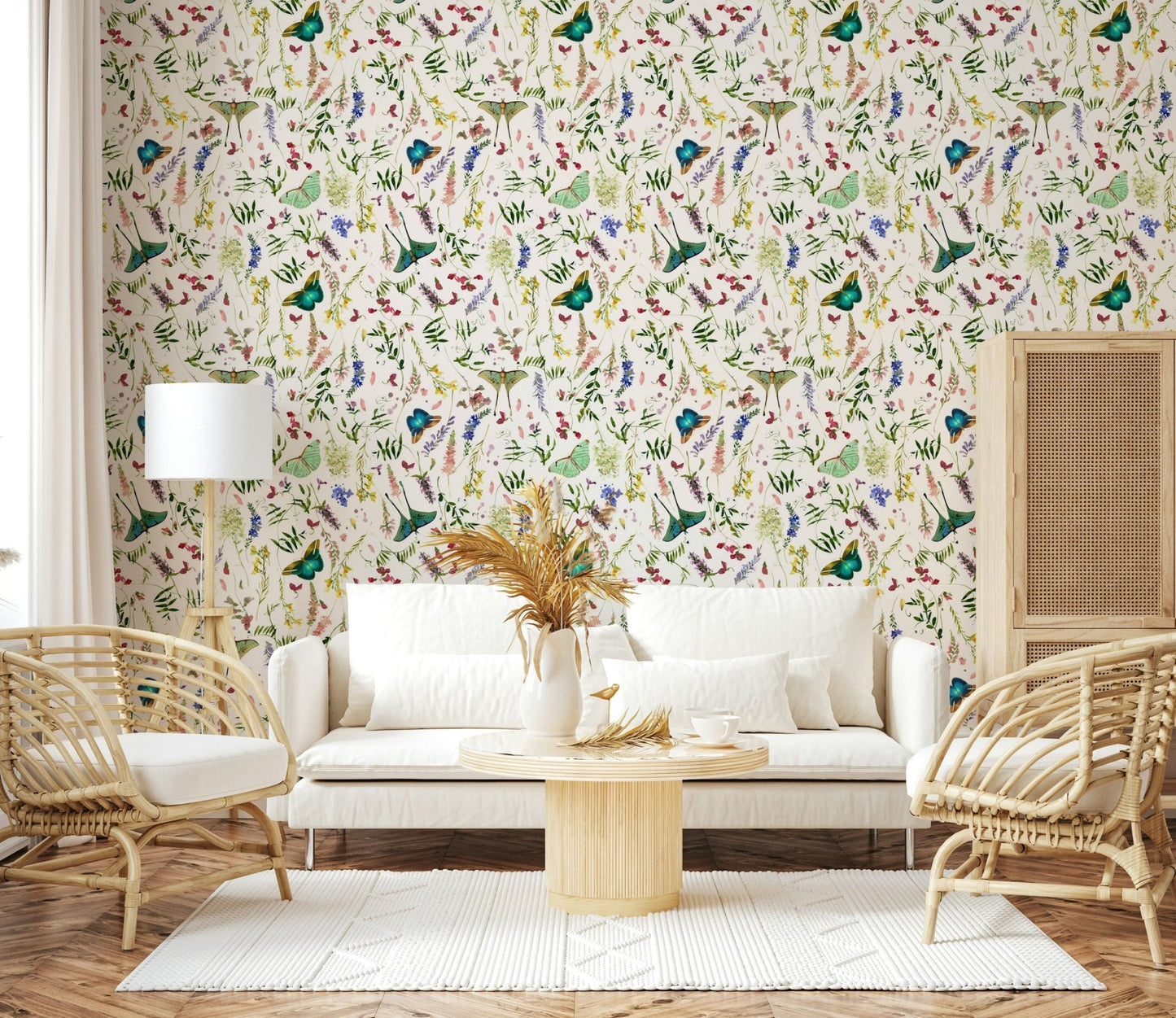 Botanical and insect print Butterfly And Blooms mural