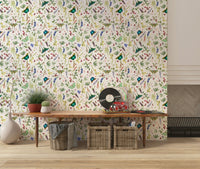 Elegant moth Butterfly And Blooms wallpaper installation