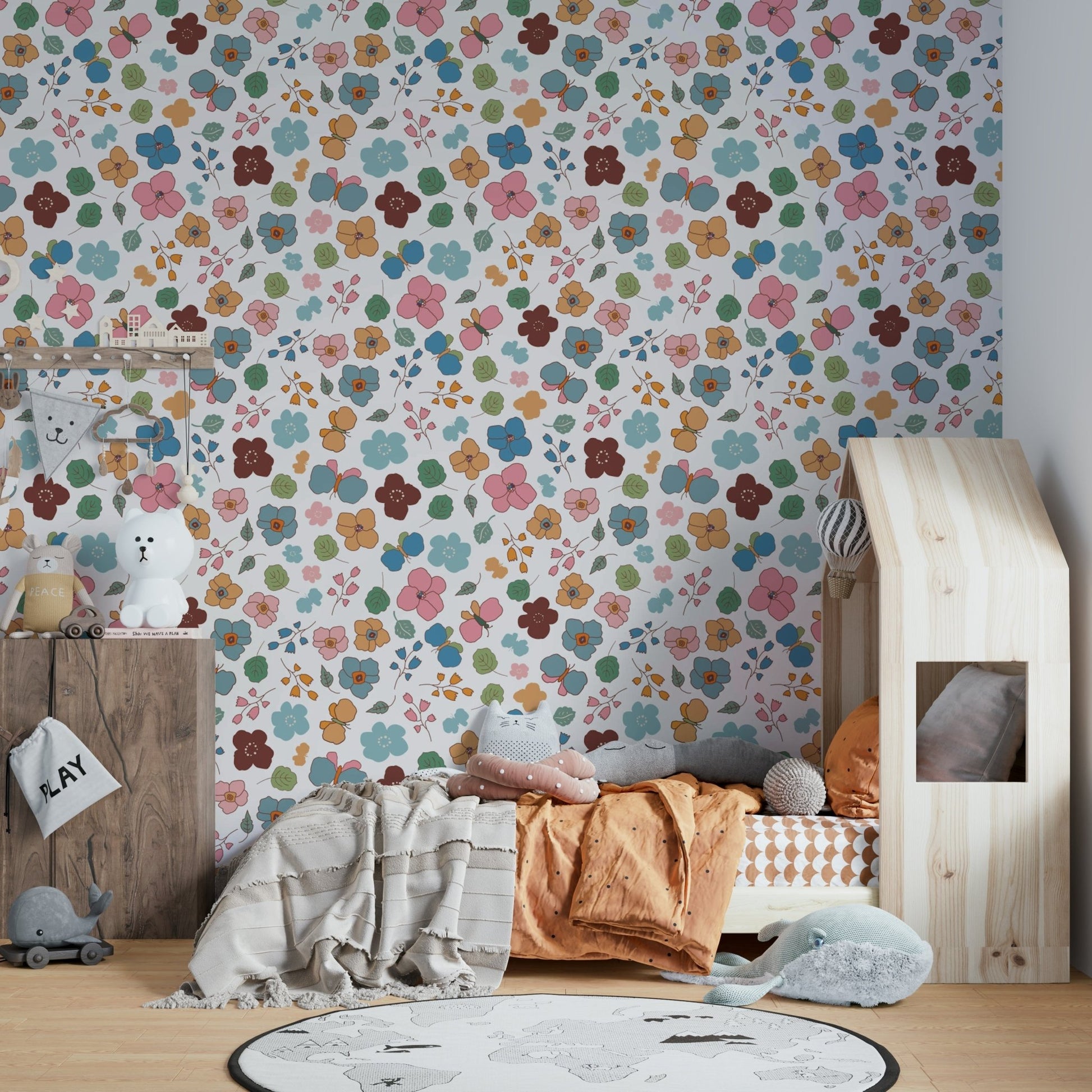 A cheerful and graceful wallpaper pattern.
